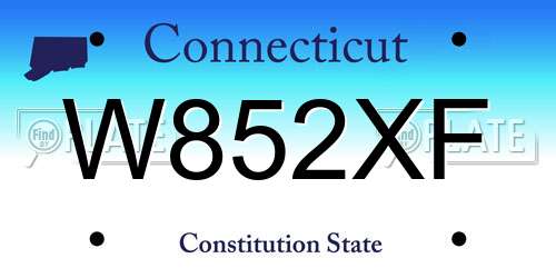 W852XF Connecticut License Plate