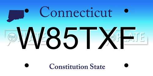 W85TXF Connecticut License Plate