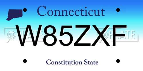 W85ZXF Connecticut License Plate