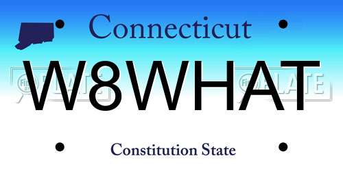 W8WHAT Connecticut License Plate
