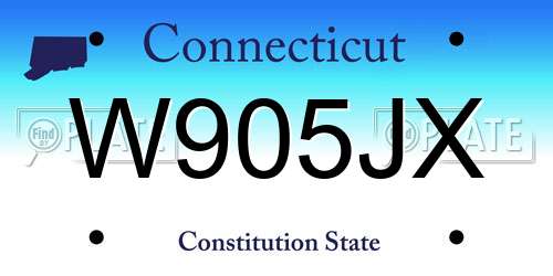 W905JX Connecticut License Plate