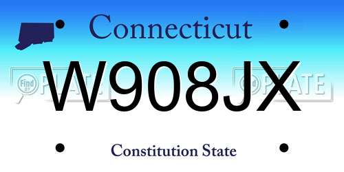 W908JX Connecticut License Plate