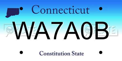WA7A0B Connecticut License Plate