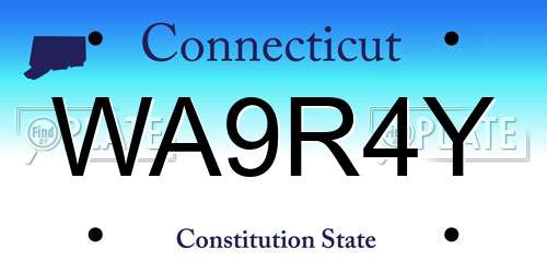 WA9R4Y Connecticut License Plate