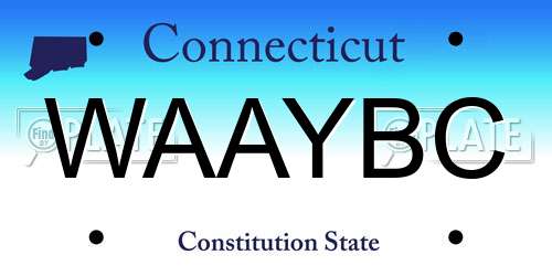 WAAYBC Connecticut License Plate