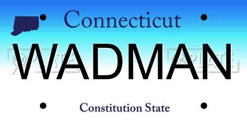WADMAN Connecticut License Plate