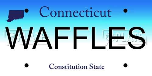 WAFFLES Connecticut License Plate