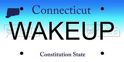 WAKEUP Connecticut License Plate