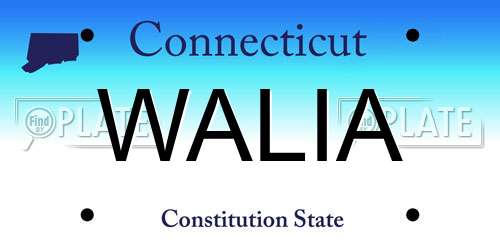 WALIA Connecticut License Plate