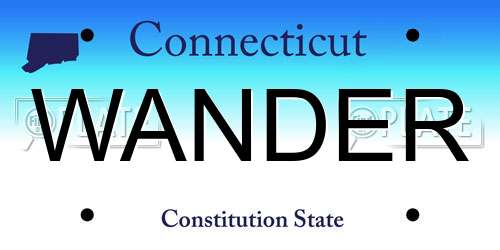 WANDER Connecticut License Plate