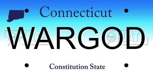 WARGOD Connecticut License Plate