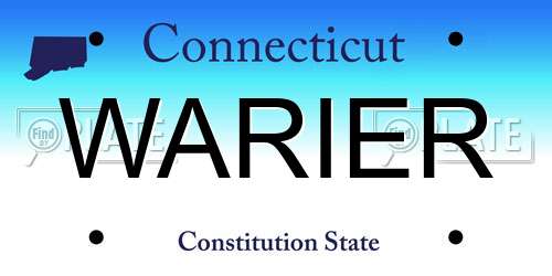 WARIER Connecticut License Plate