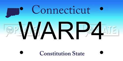WARP4 Connecticut License Plate