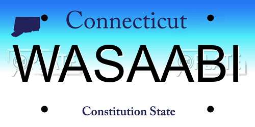 WASAABI Connecticut License Plate