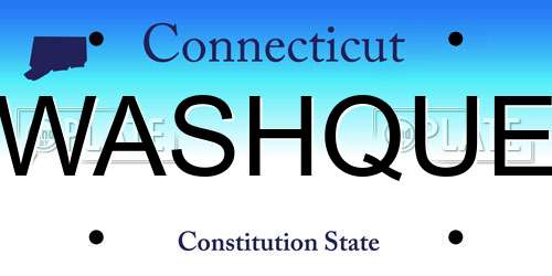 WASHQUE Connecticut License Plate
