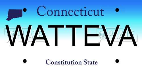 WATTEVA Connecticut License Plate