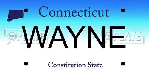 WAYNE Connecticut License Plate