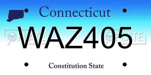 WAZ405 Connecticut License Plate