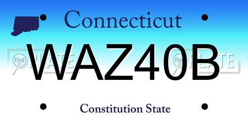 WAZ40B Connecticut License Plate