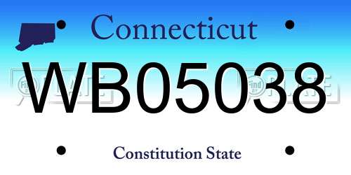 WB05038 Connecticut License Plate