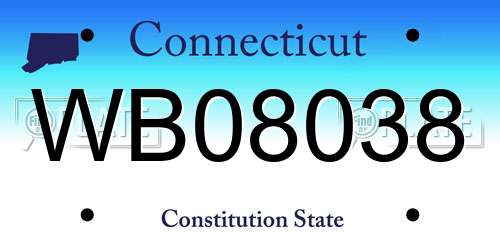 WB08038 Connecticut License Plate