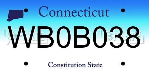 WB0B038 Connecticut License Plate