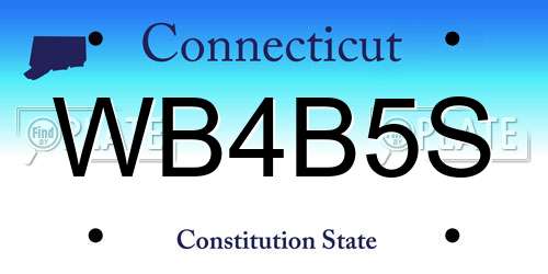 WB4B5S Connecticut License Plate