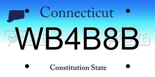 WB4B8B Connecticut License Plate