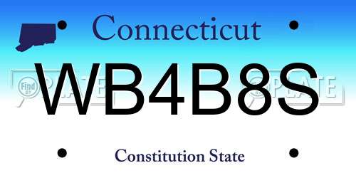 WB4B8S Connecticut License Plate