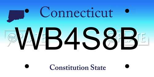 WB4S8B Connecticut License Plate