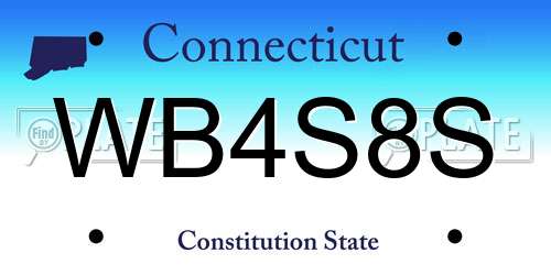 WB4S8S Connecticut License Plate