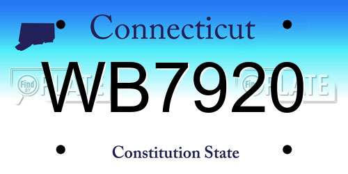 WB7920 Connecticut License Plate