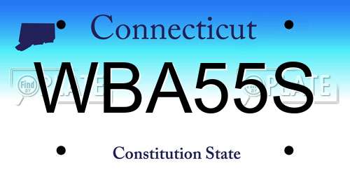 WBA55S Connecticut License Plate