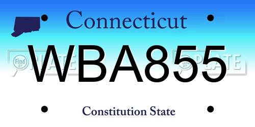 WBA855 Connecticut License Plate