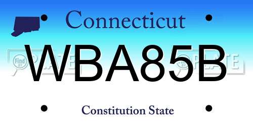 WBA85B Connecticut License Plate