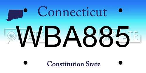 WBA885 Connecticut License Plate