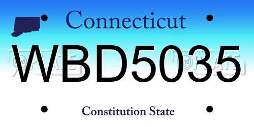 WBD5035 Connecticut License Plate