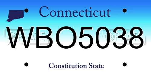 WBO5038 Connecticut License Plate