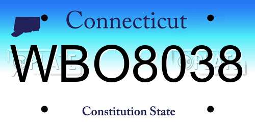 WBO8038 Connecticut License Plate