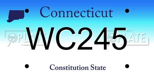 WC245 Connecticut License Plate