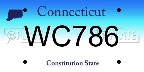 WC786 Connecticut License Plate
