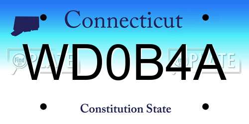 WD0B4A Connecticut License Plate