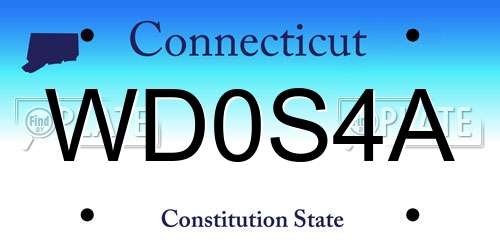 WD0S4A Connecticut License Plate