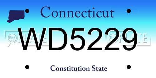 WD5229 Connecticut License Plate