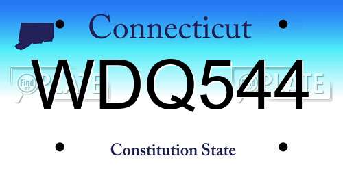 WDQ544 Connecticut License Plate