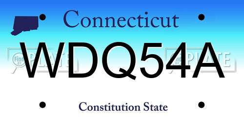 WDQ54A Connecticut License Plate