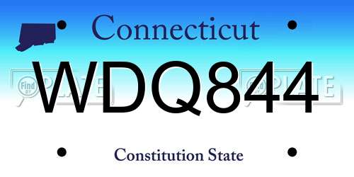 WDQ844 Connecticut License Plate