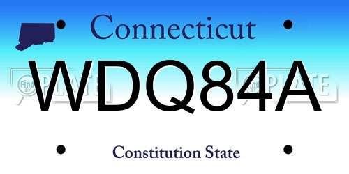 WDQ84A Connecticut License Plate
