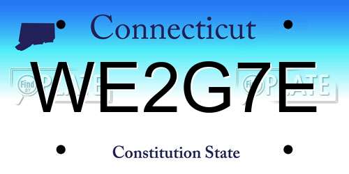 WE2G7E Connecticut License Plate