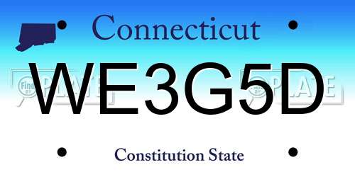 WE3G5D Connecticut License Plate